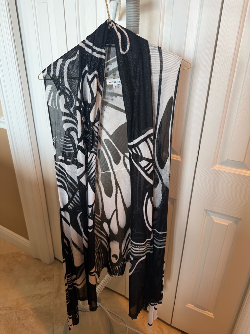 Adore Black and White Abstract Sheer Curtain Panel